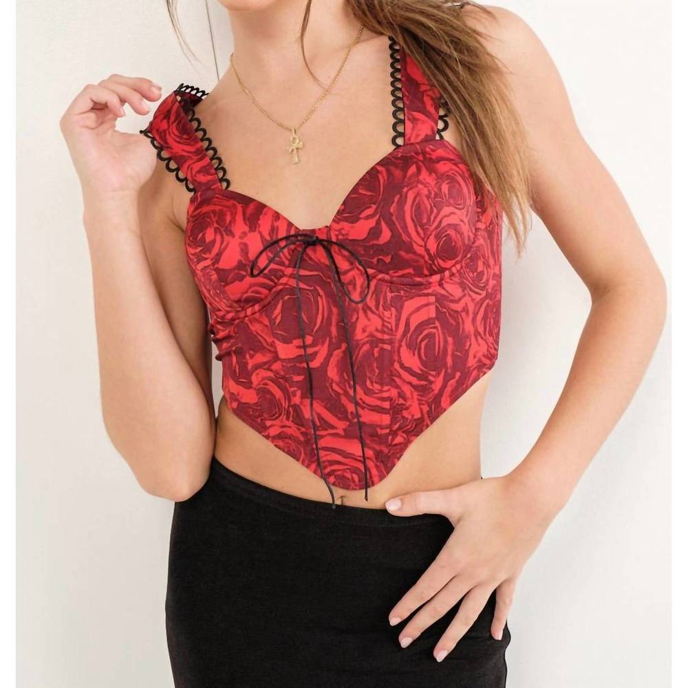 NEW PRETTY GARBAGE valentina rose corset top in red